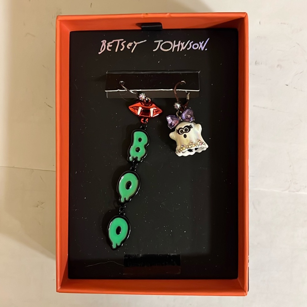Earrings - Betsey Johnson - glow in dark - dangles - NIB - lever backs - (#0200)